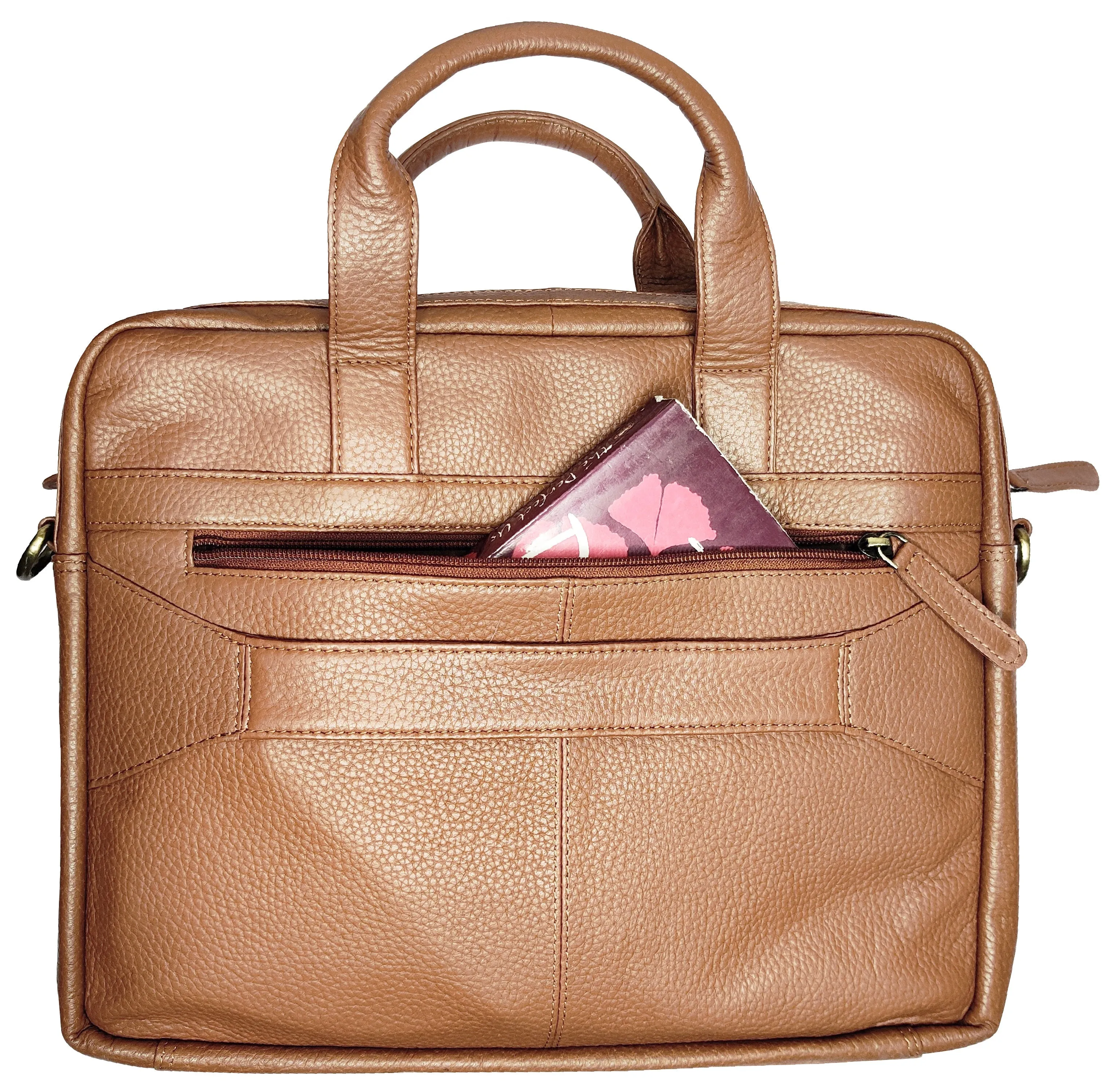 13.5 inch Vintage Crossbody Leather Laptop Messenger Briefcase Bag
