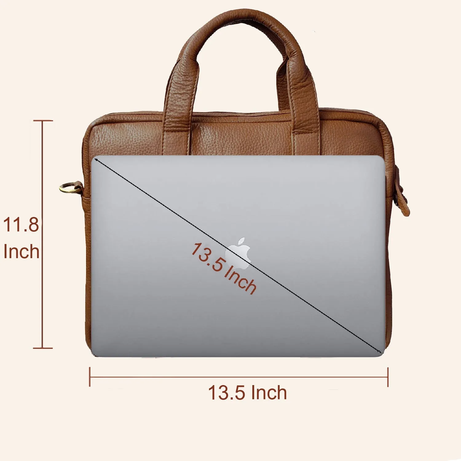 13.5 inch Vintage Crossbody Leather Laptop Messenger Briefcase Bag