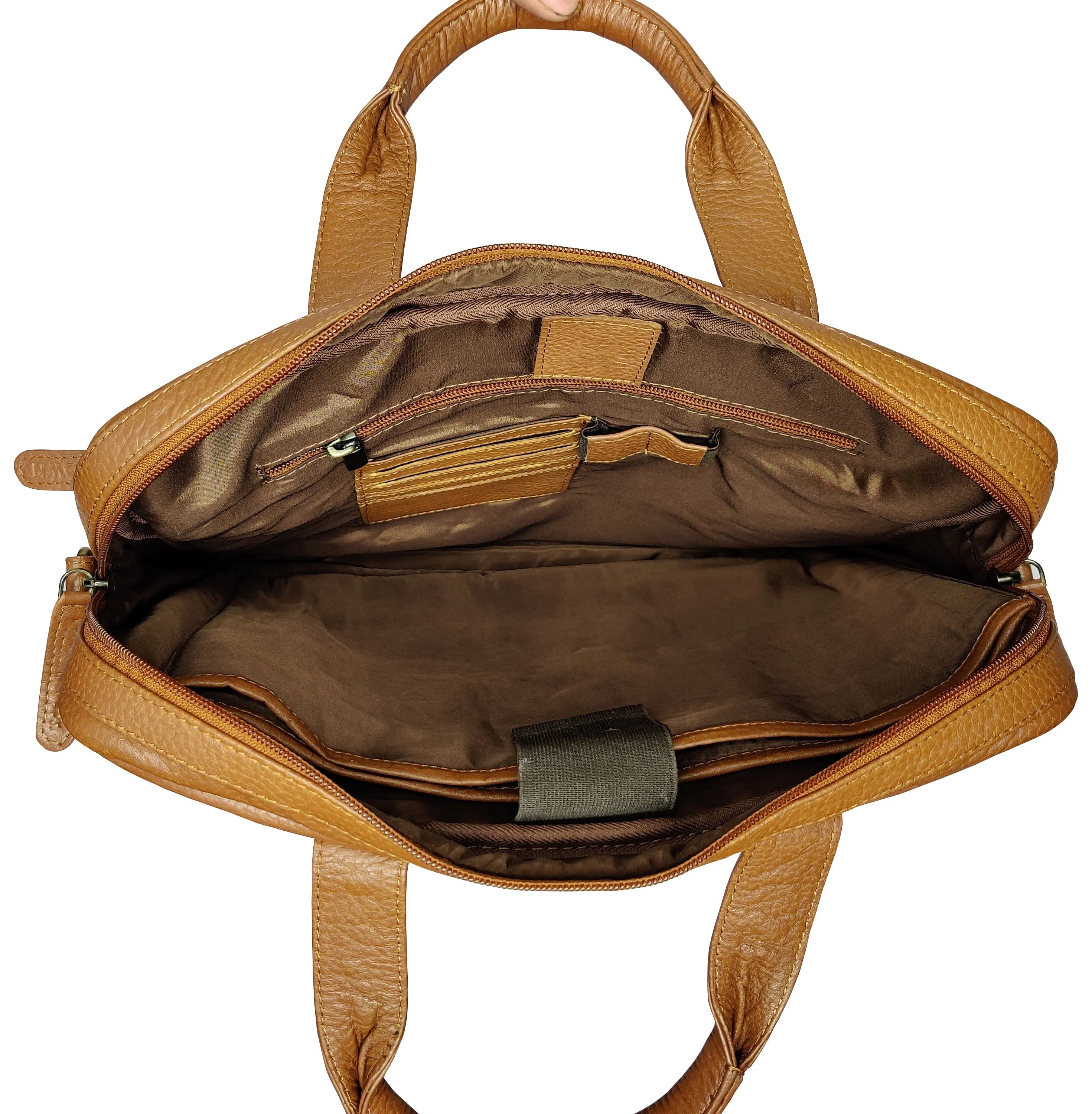 13.5 inch Vintage Crossbody Leather Laptop Messenger Briefcase Bag