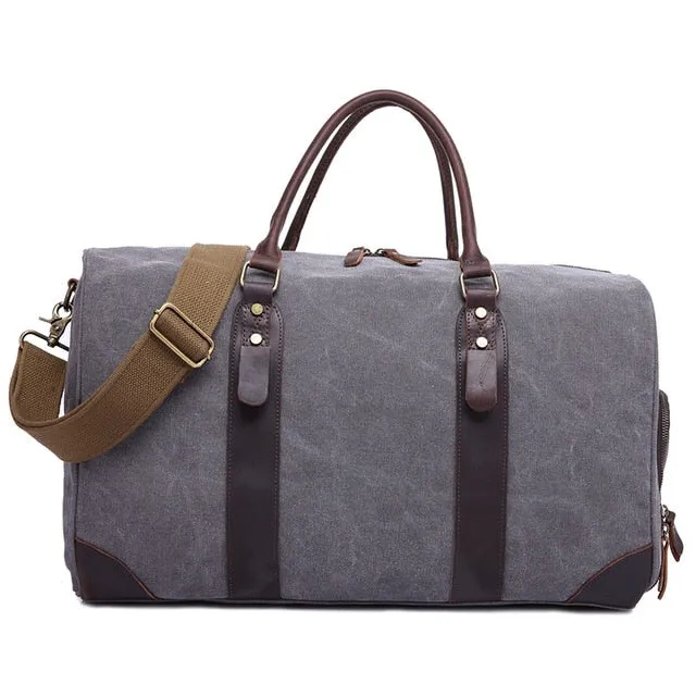 2018 Vintage Waxed Canvas Men Travel Duffel Large Capacity Waterproof Travel Bags Carry On