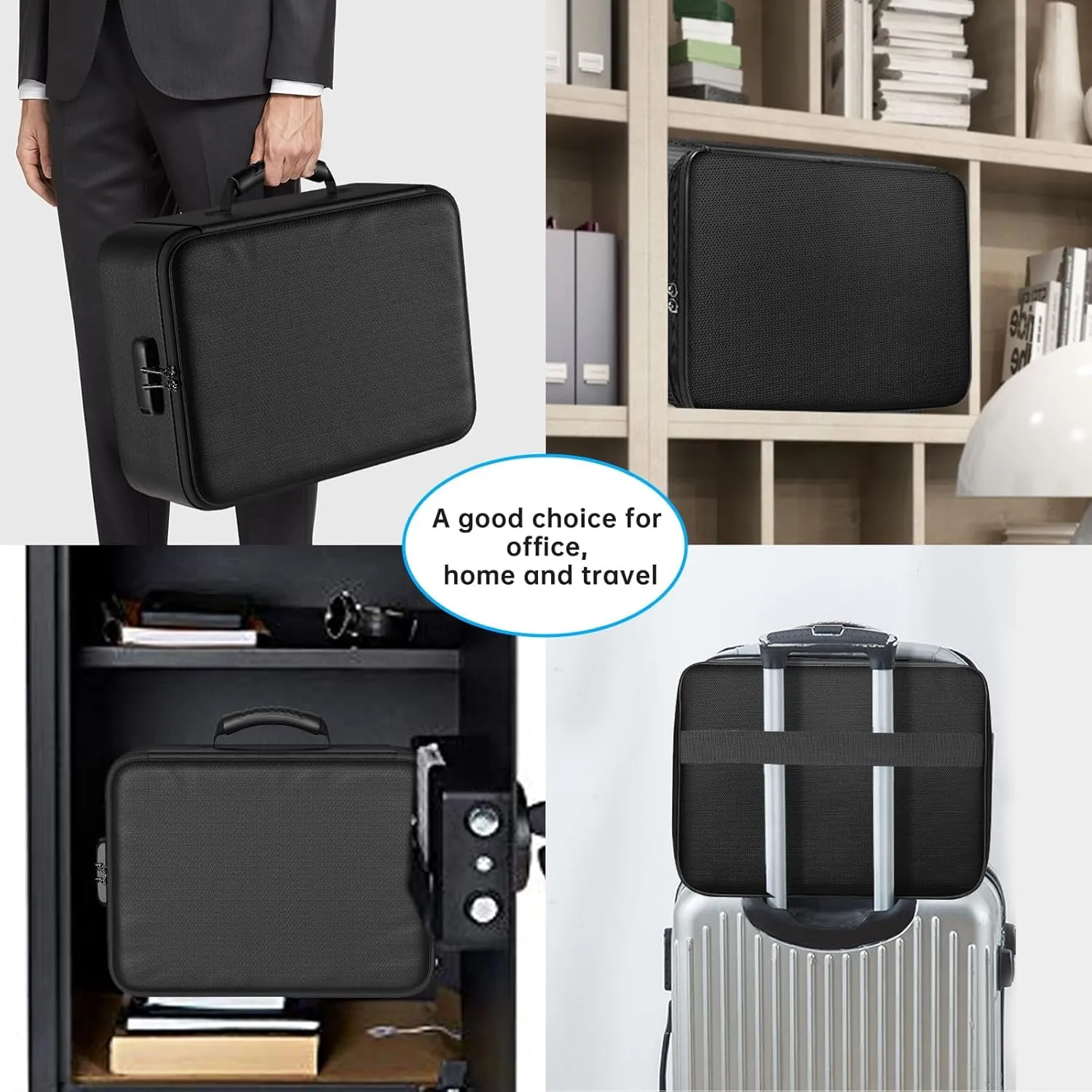 5200°F 8 Layers Fireproof Document Box with Lock, Portable Home Travel Safe