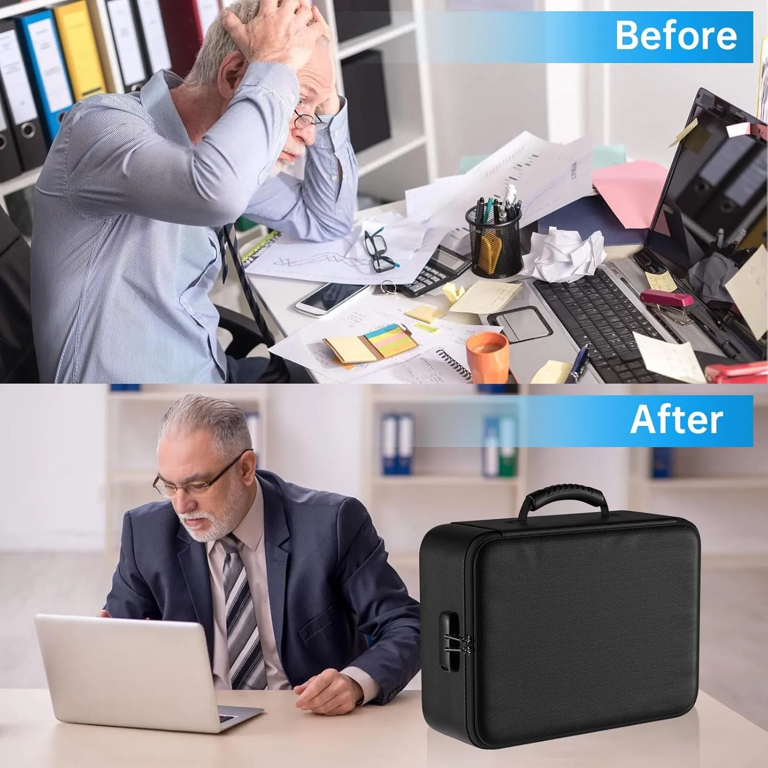 5200°F 8 Layers Fireproof Document Box with Lock, Portable Home Travel Safe