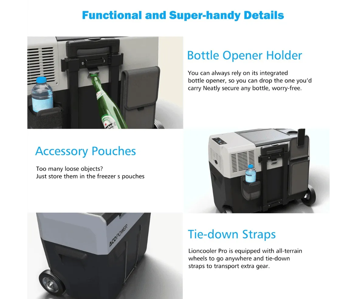 Acopower LionCooler Pro Portable Solar Fridge Freezer, 42 Quarts - With Battery
