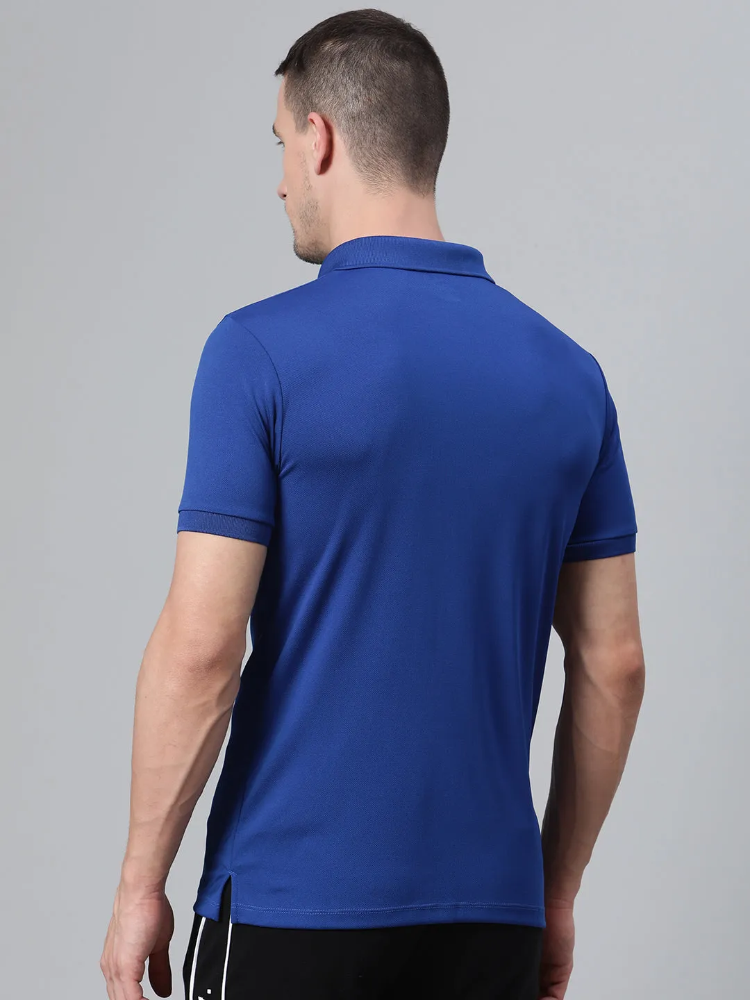 ALCIS Men Solid Blue Polo T-Shirt