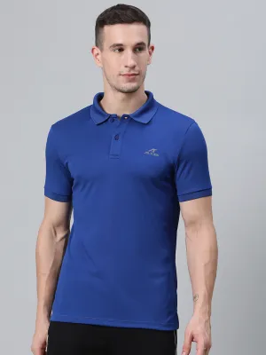 ALCIS Men Solid Blue Polo T-Shirt