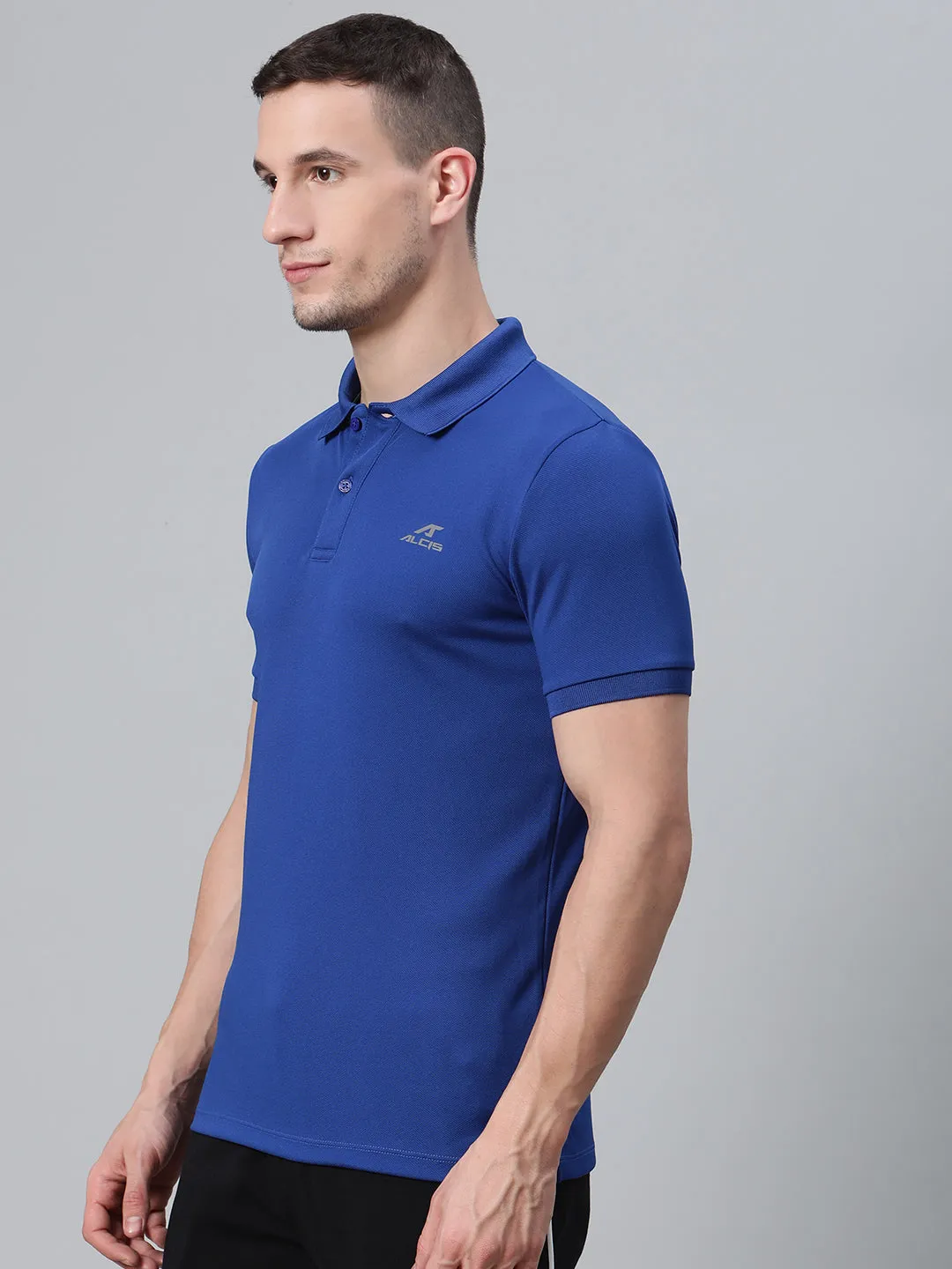 ALCIS Men Solid Blue Polo T-Shirt