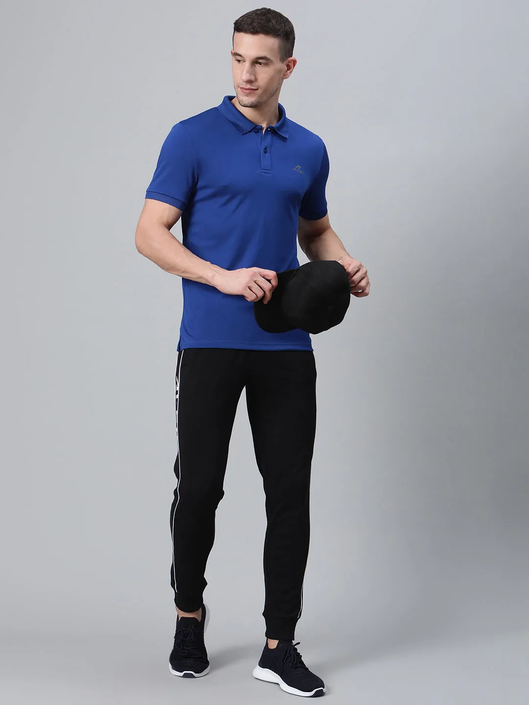 ALCIS Men Solid Blue Polo T-Shirt