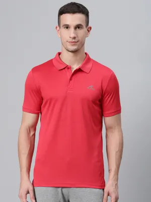 ALCIS Men Solid Red Polo T-Shirt