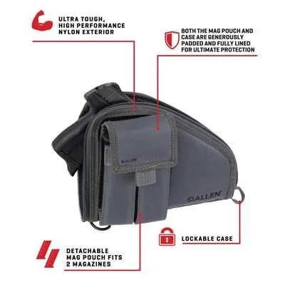 Allen 8" Pistol Case with Mag Pouch - Charcoal