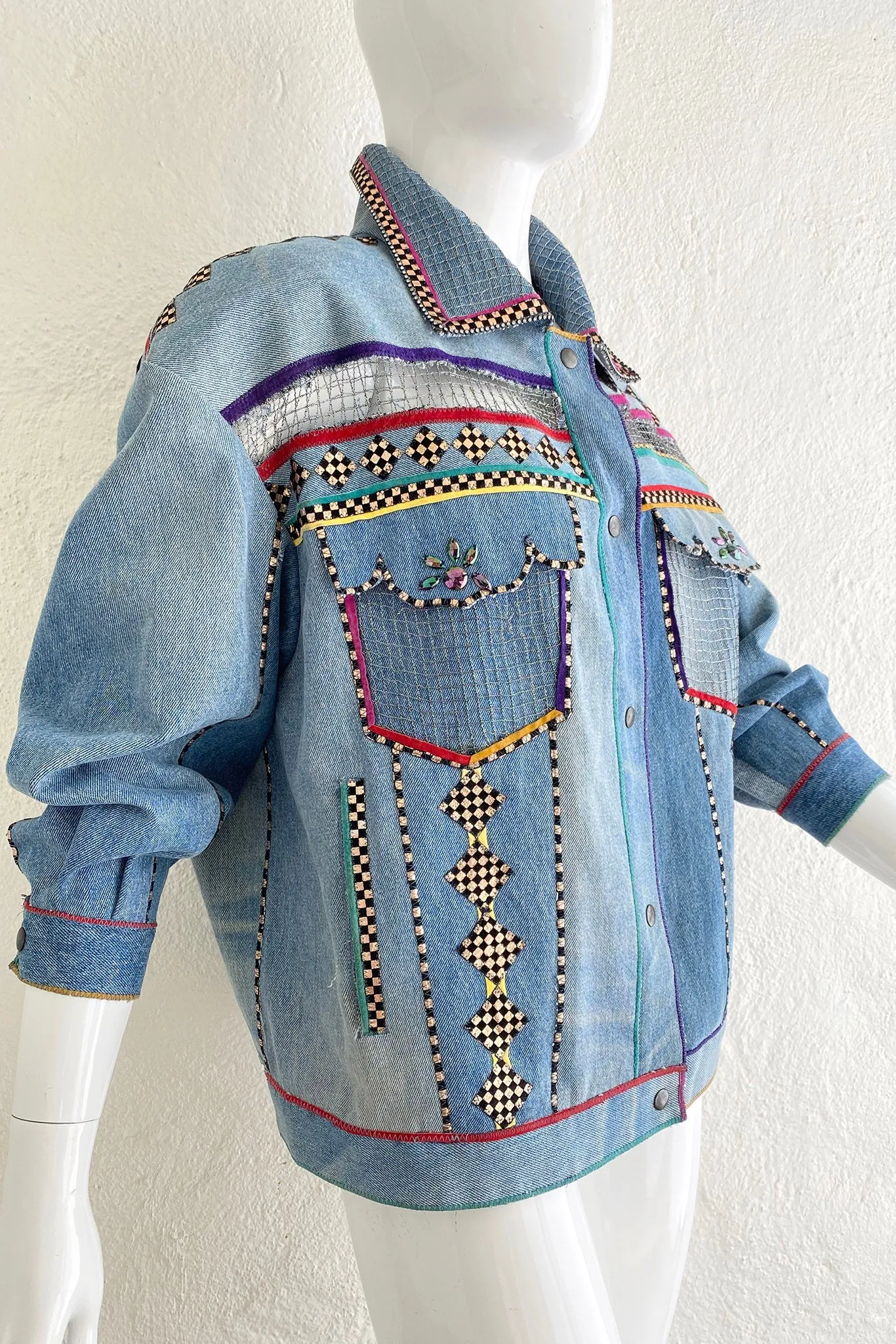 Applique Net Denim Jacket