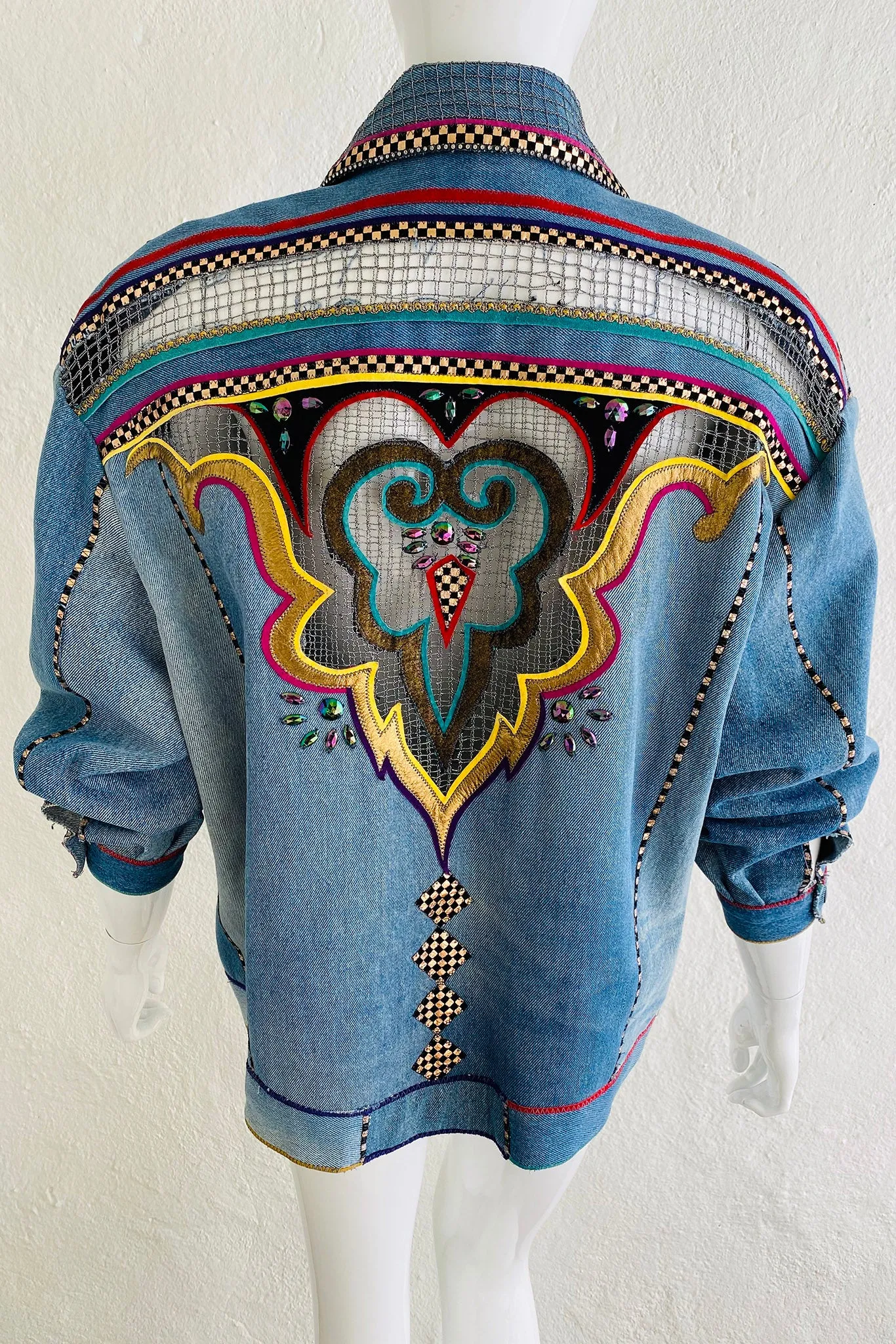 Applique Net Denim Jacket