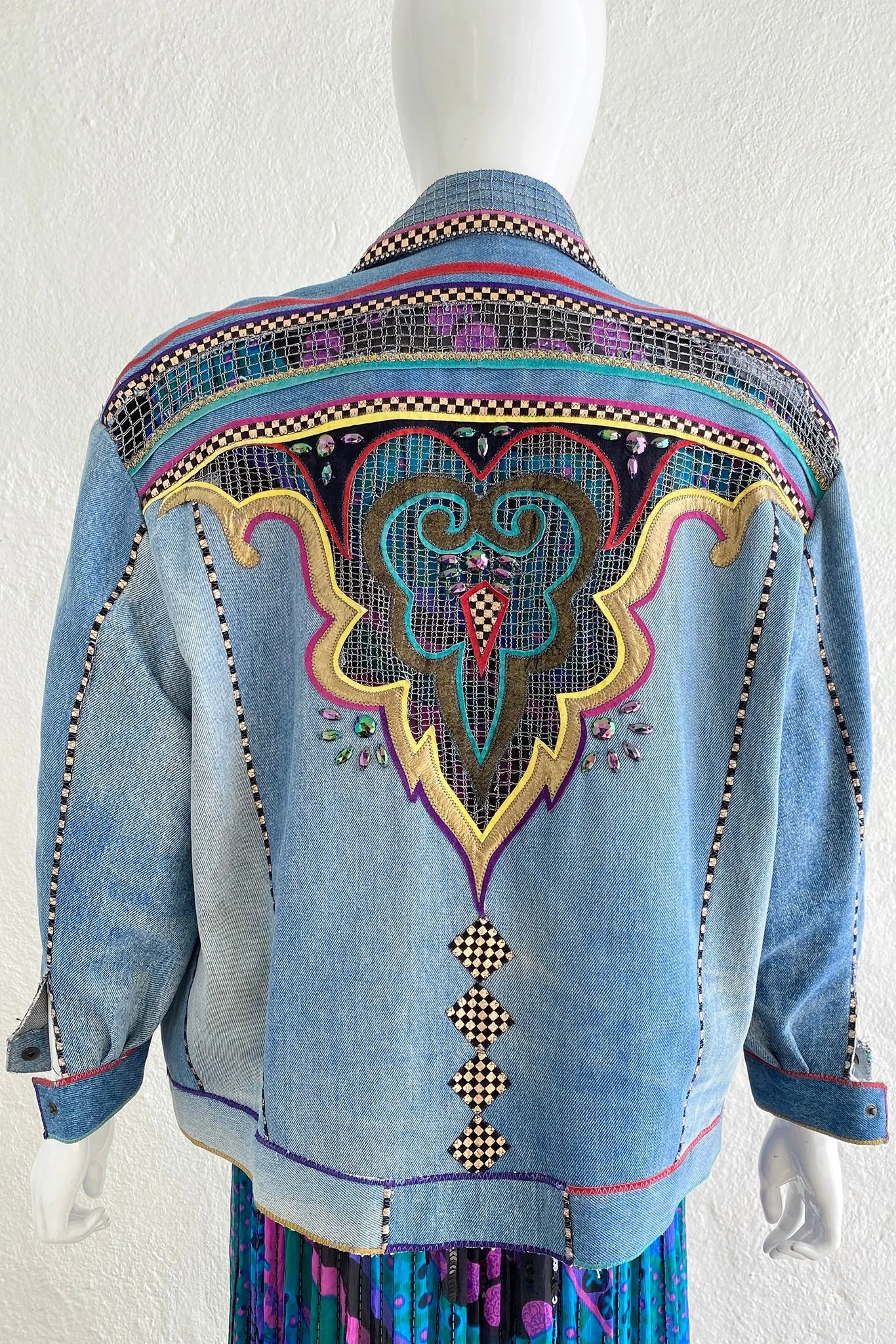 Applique Net Denim Jacket