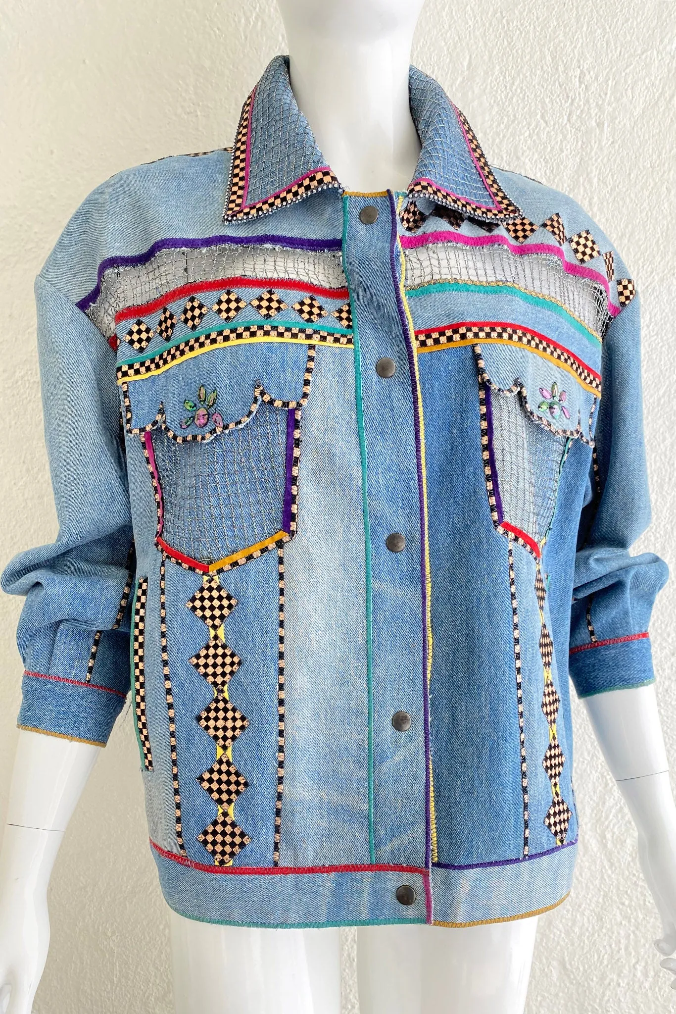 Applique Net Denim Jacket