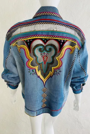 Applique Net Denim Jacket