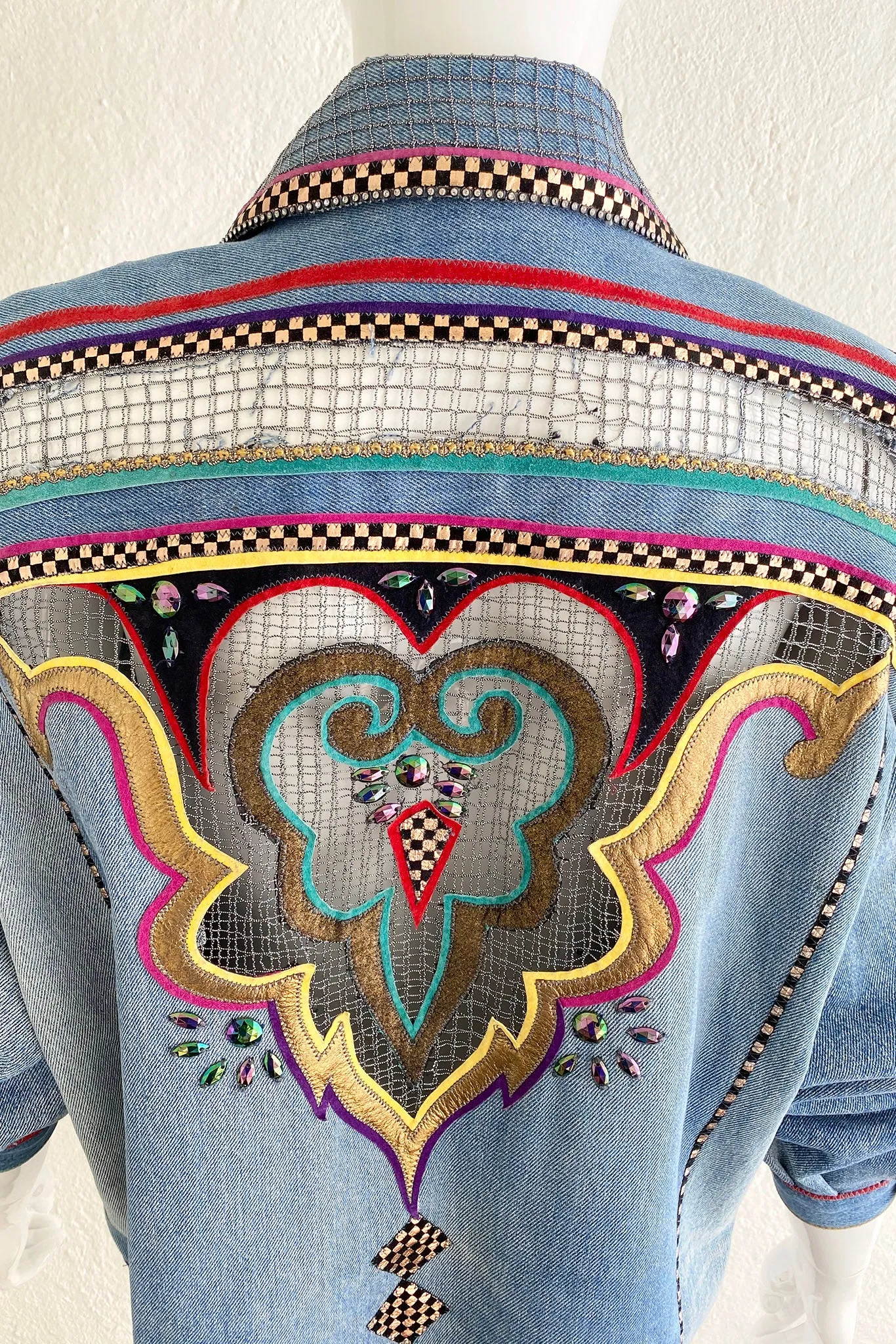 Applique Net Denim Jacket