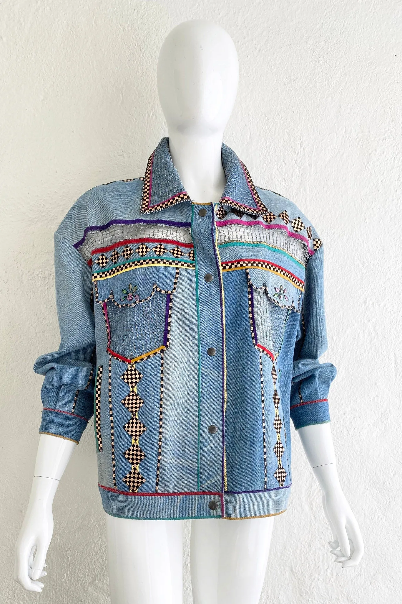 Applique Net Denim Jacket