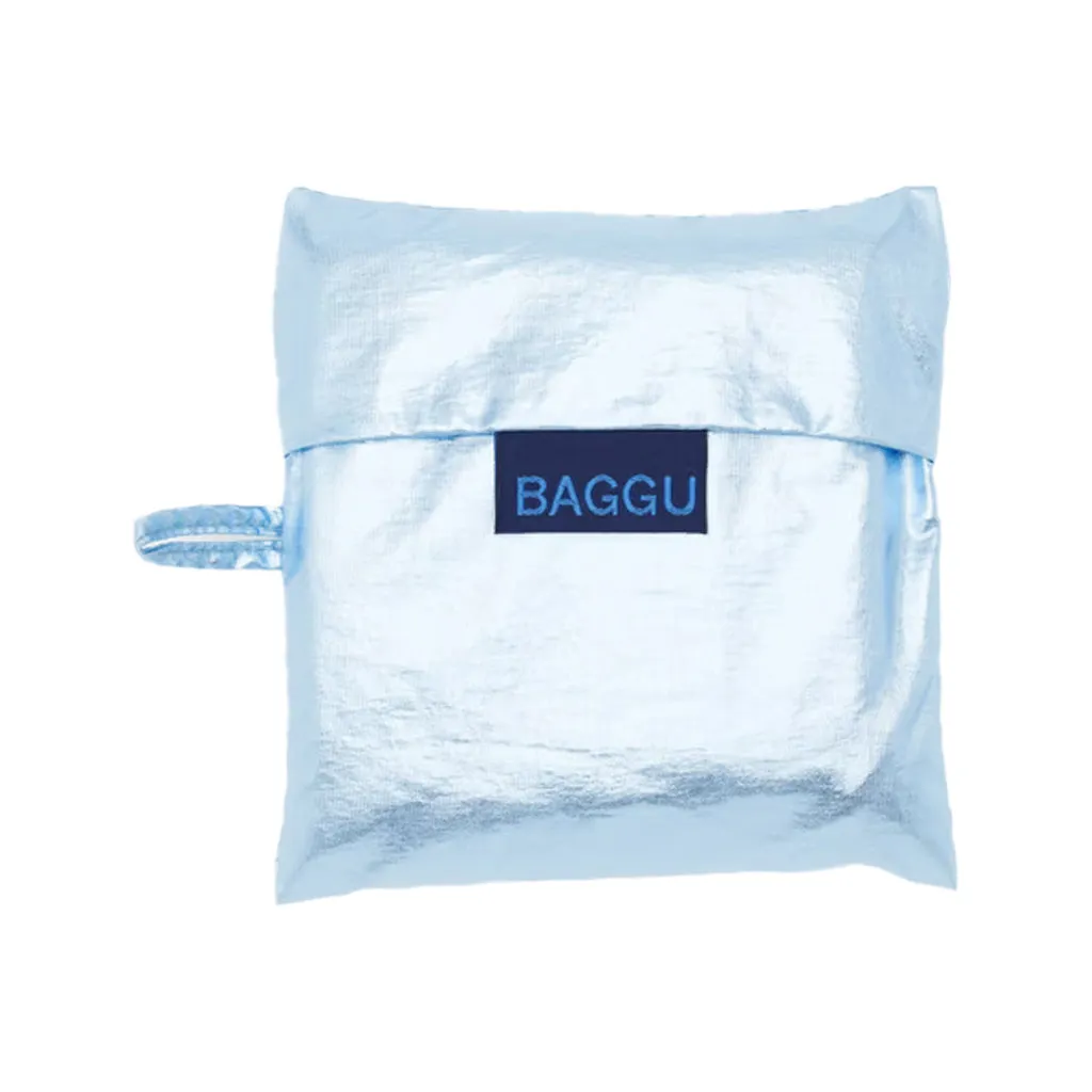 Baggu Standard Shopper Bag, Metallic Light Blue