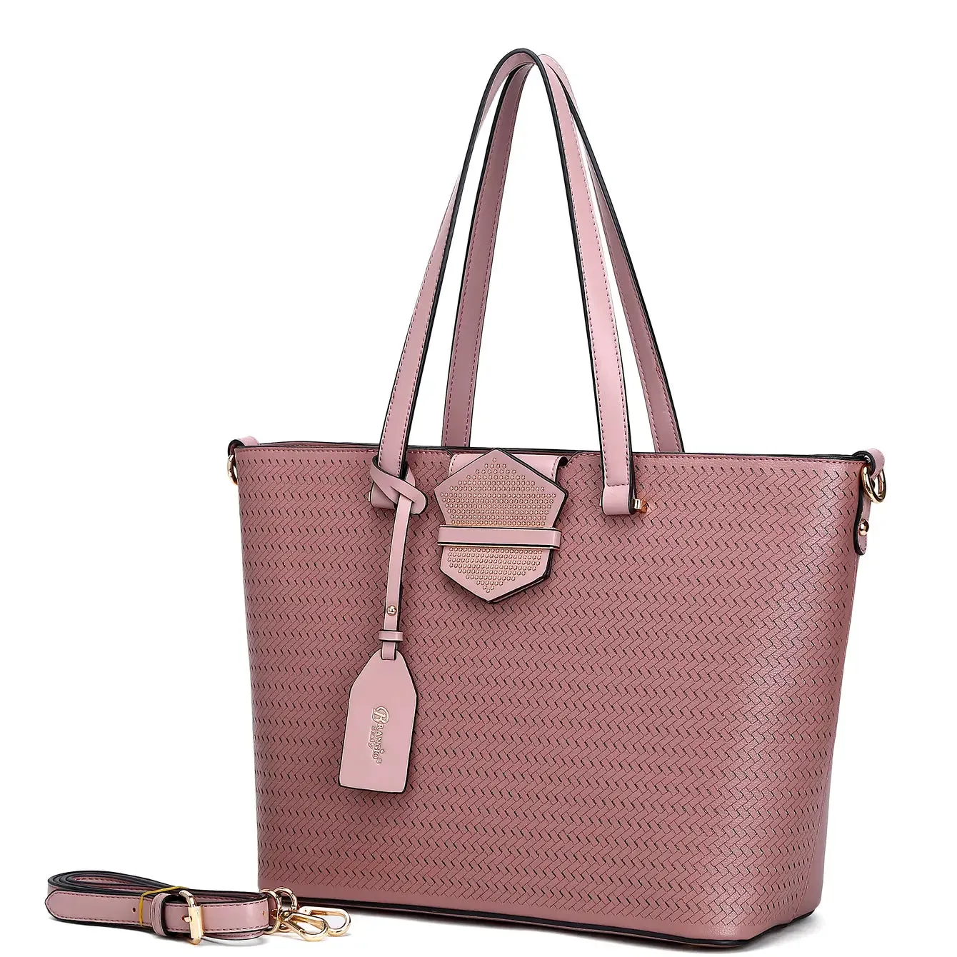 B.Angelo Woven Tote - Dusty Rose Elegance