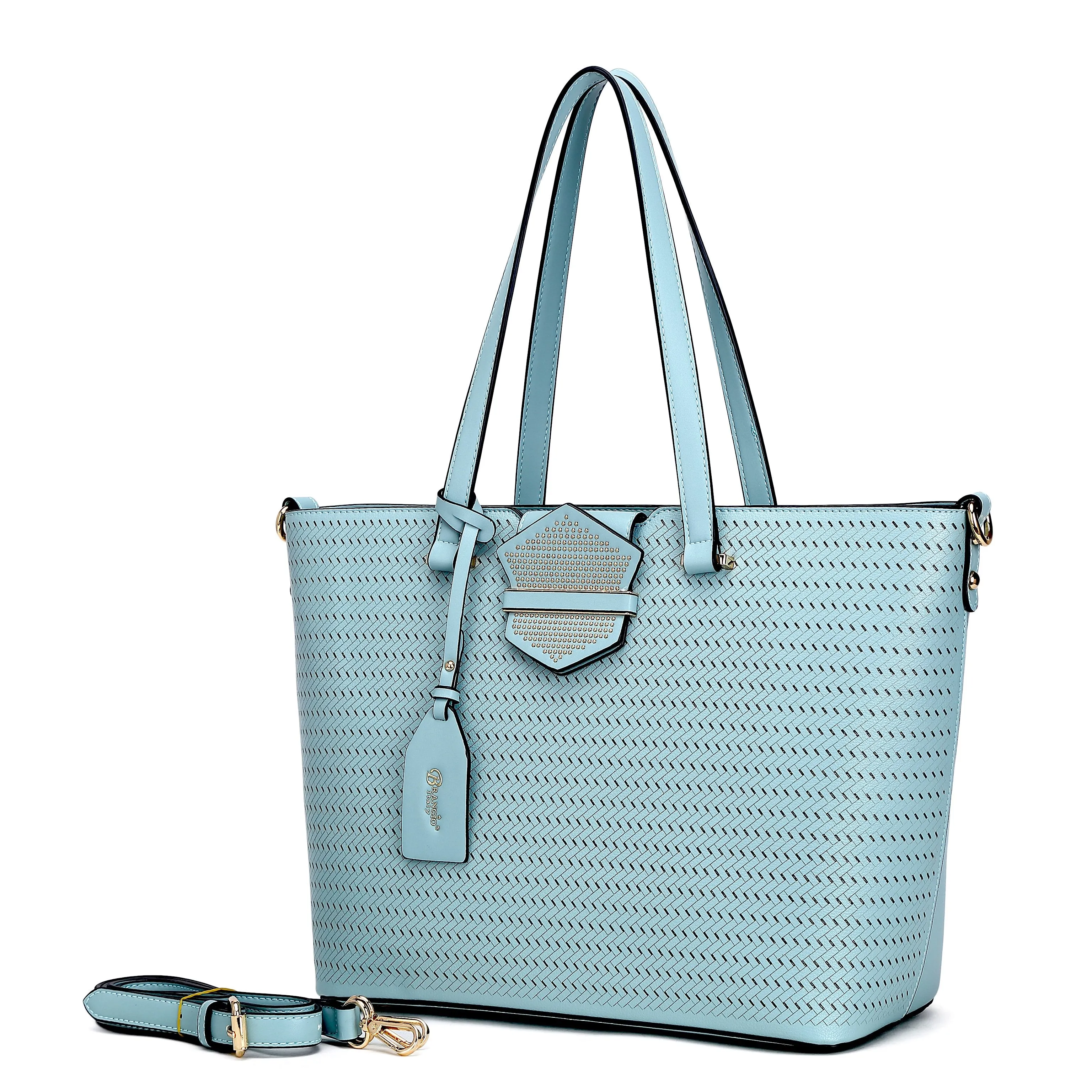 B.Angelo Woven Tote - Dusty Rose Elegance