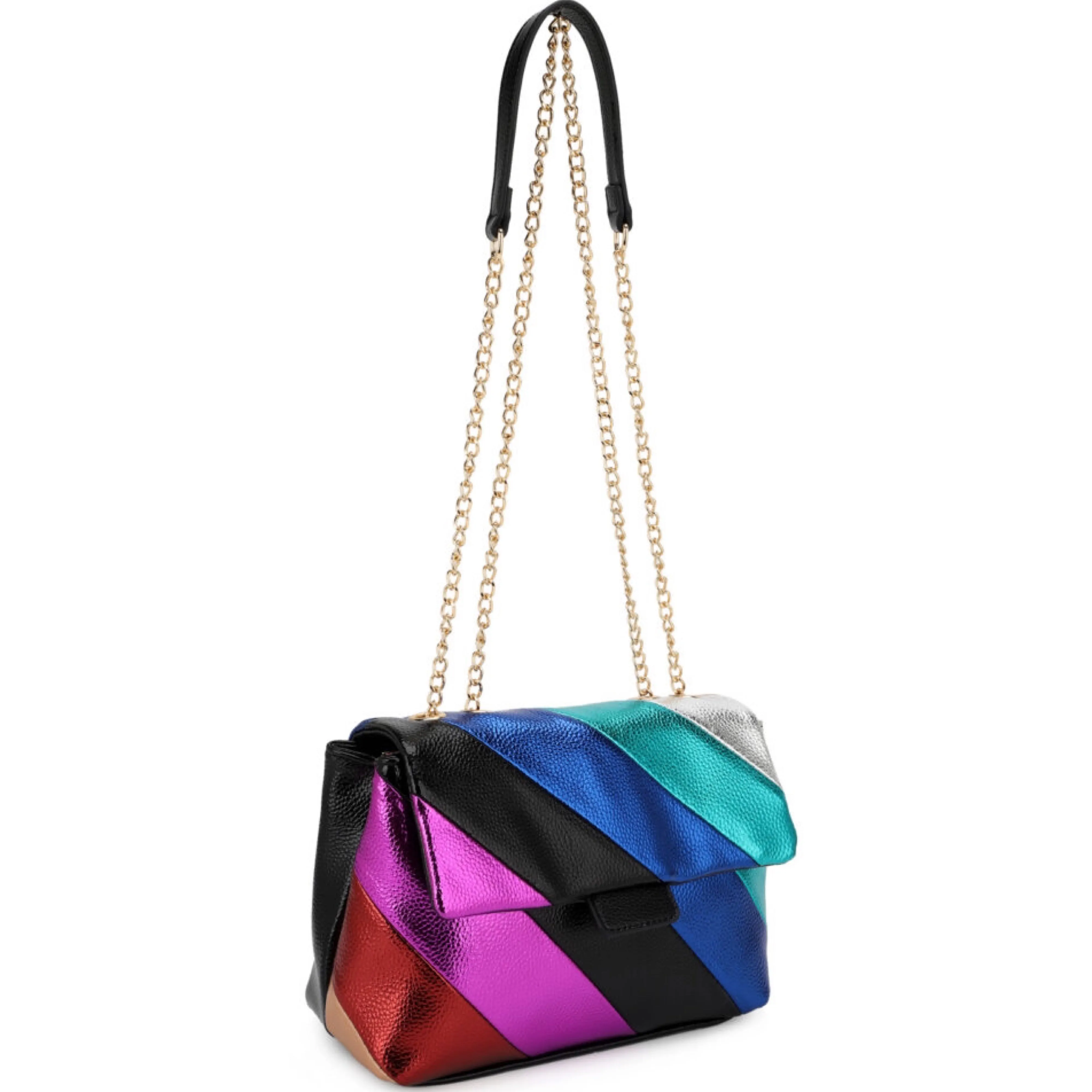 Black Metallic Multi Color Crossbody