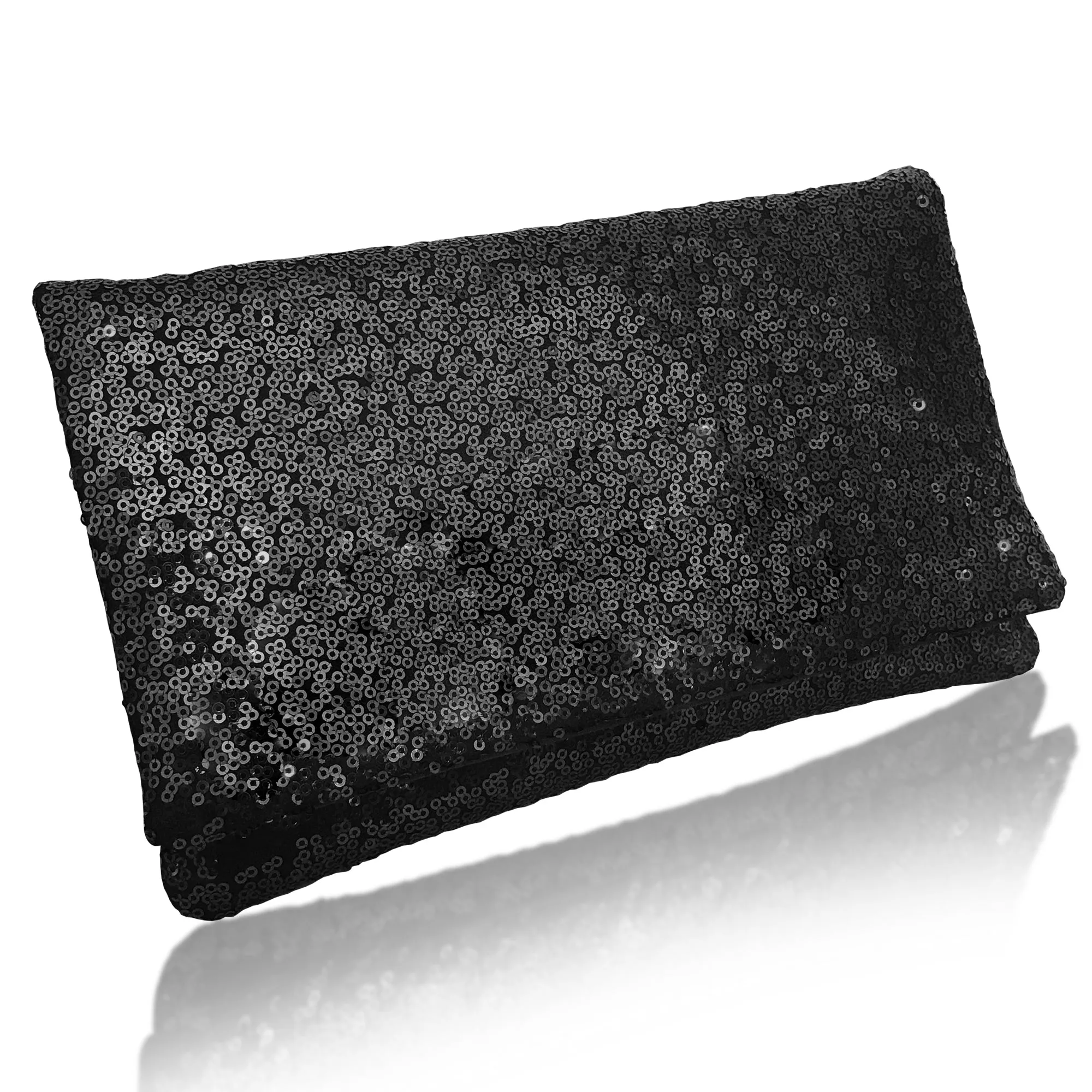 Black sequin plain clutch handbag