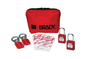 Brady® Personal Padlock Pouches, w/Hasps/Ties/Padlocks, Red, 105969