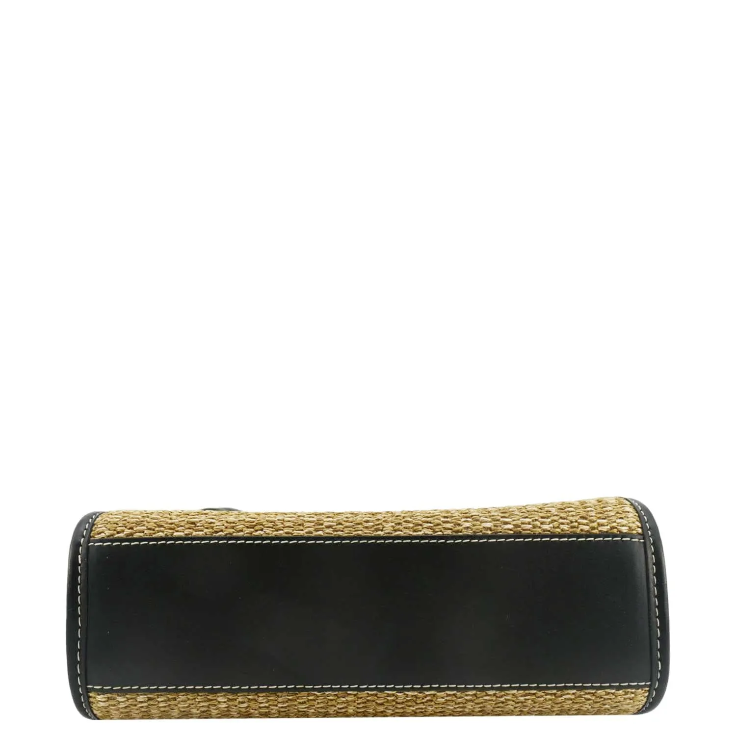 BURBERRY Freya Mini Raffia Tote Shoulder Bag Black