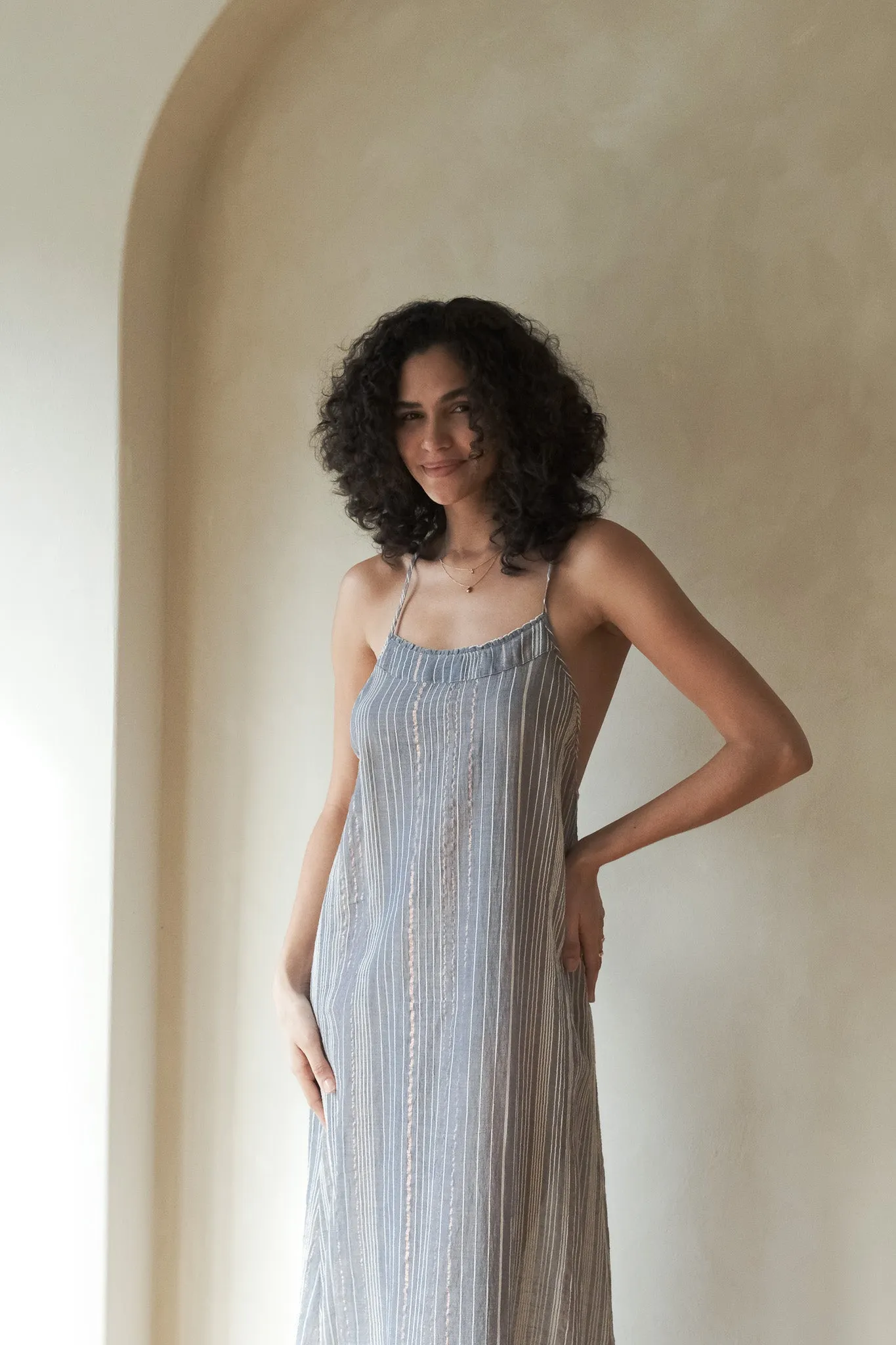 Canggu Maxi Dress - Navy With Stripes