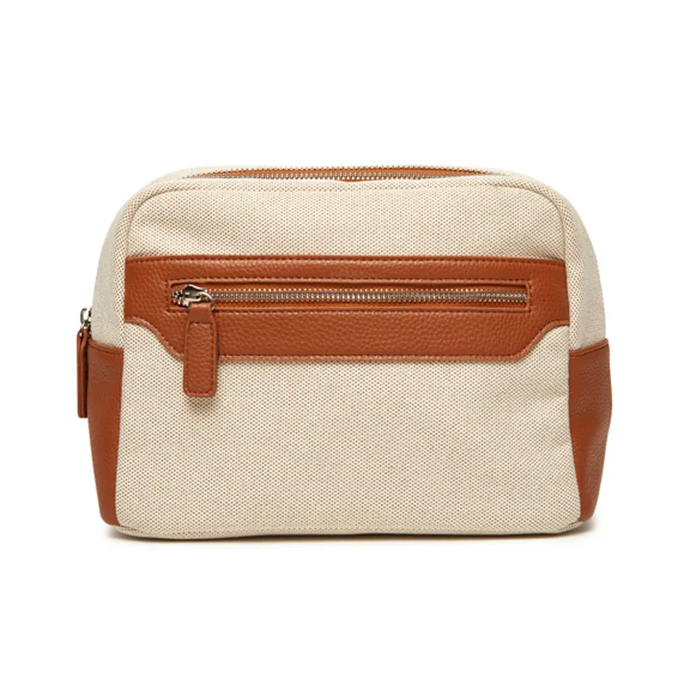 Canvas & Leather Cosmetic Pouch
