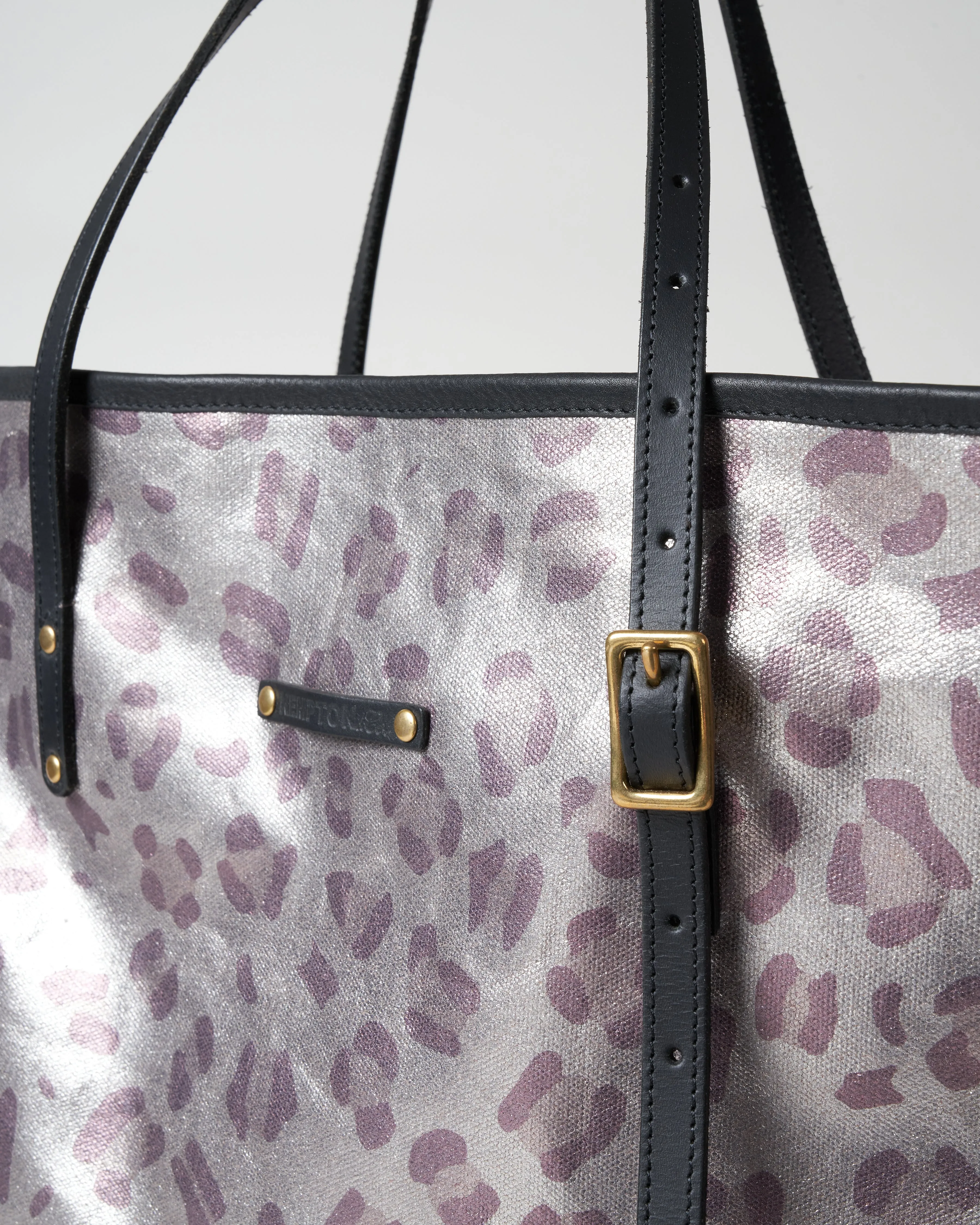 canvas oversized tote - metallic leopard