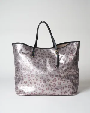 canvas oversized tote - metallic leopard