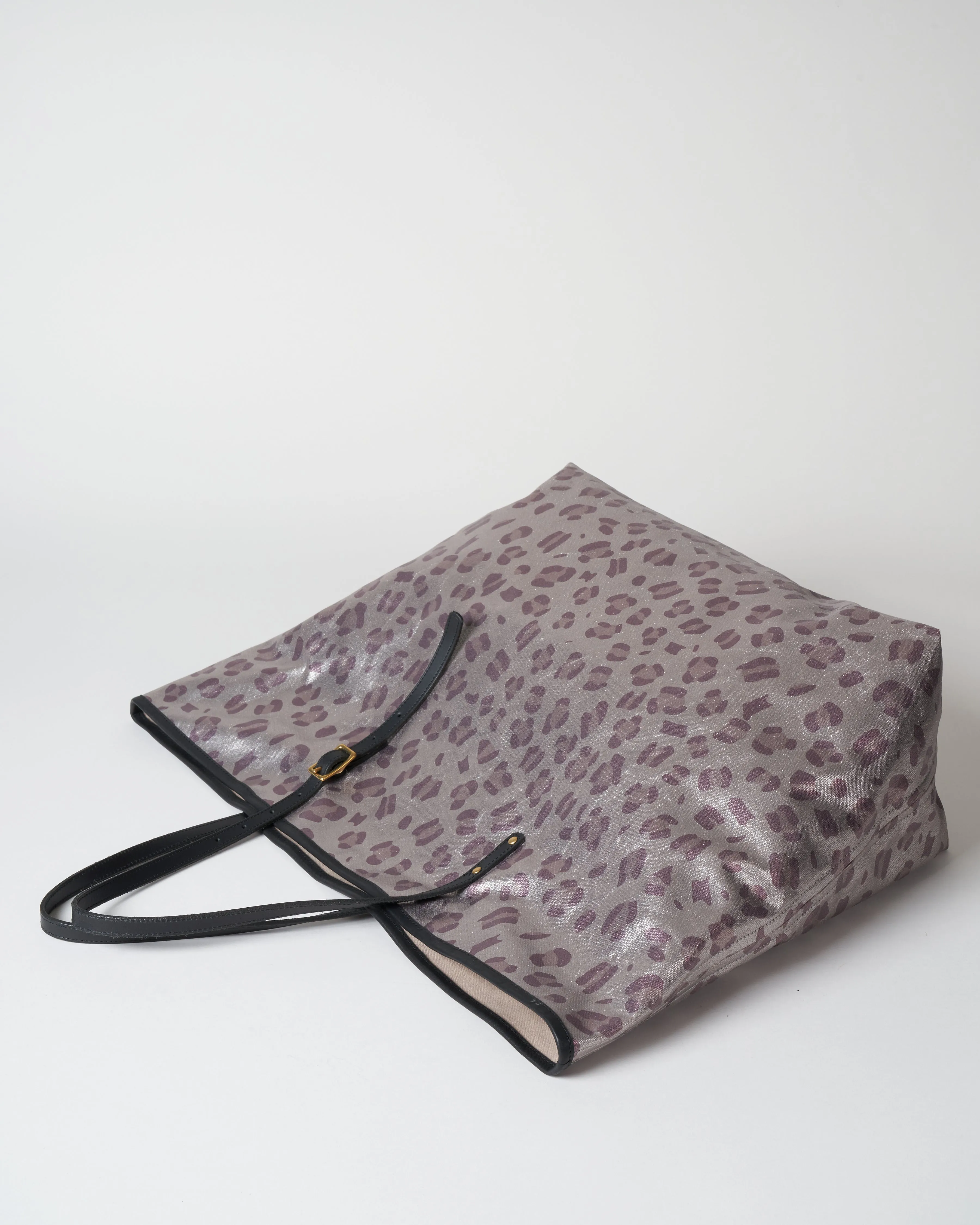 canvas oversized tote - metallic leopard