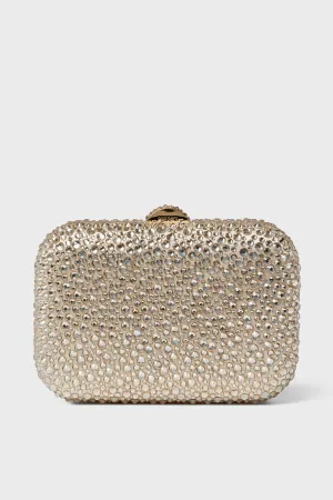 Champagne Casey Hot Fix Encrusted Clutch