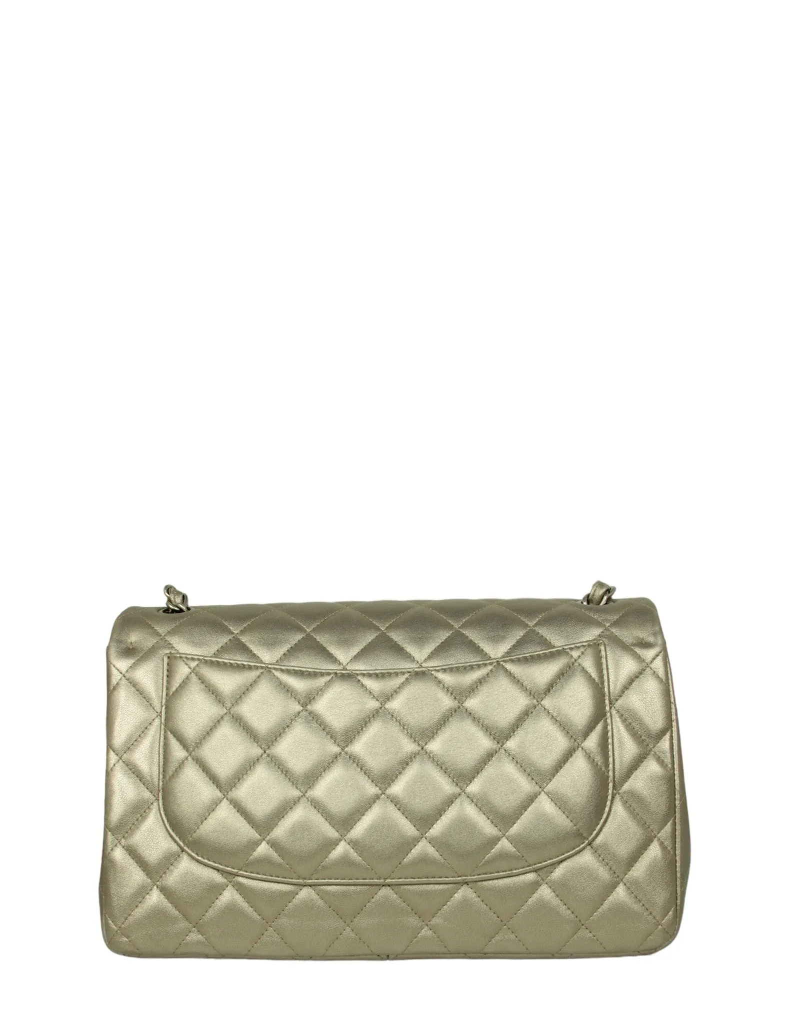 Chanel Gold Lambskin Double Flap Jumbo Bag