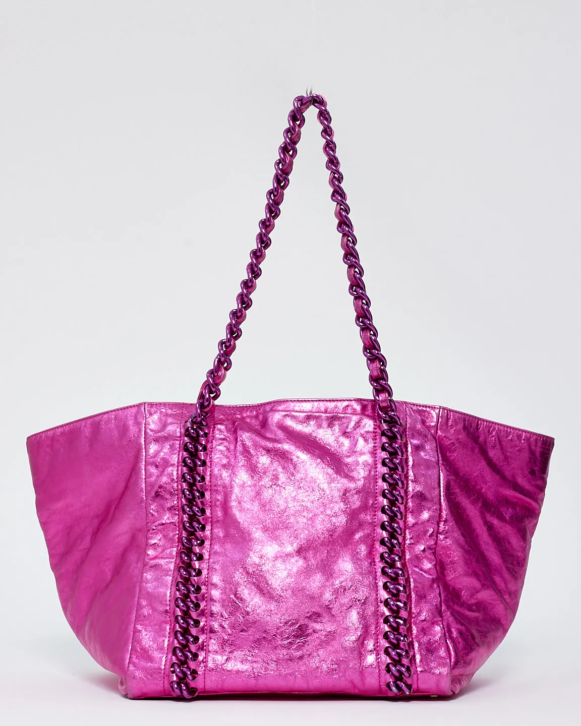 Chanel Metallic Pink Aged Calfskin Leather Modern Chain Tote