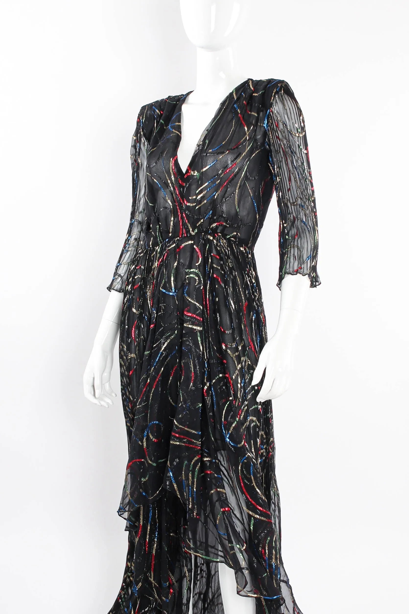 Chiffon Ribbon Lamé Swirl Dress