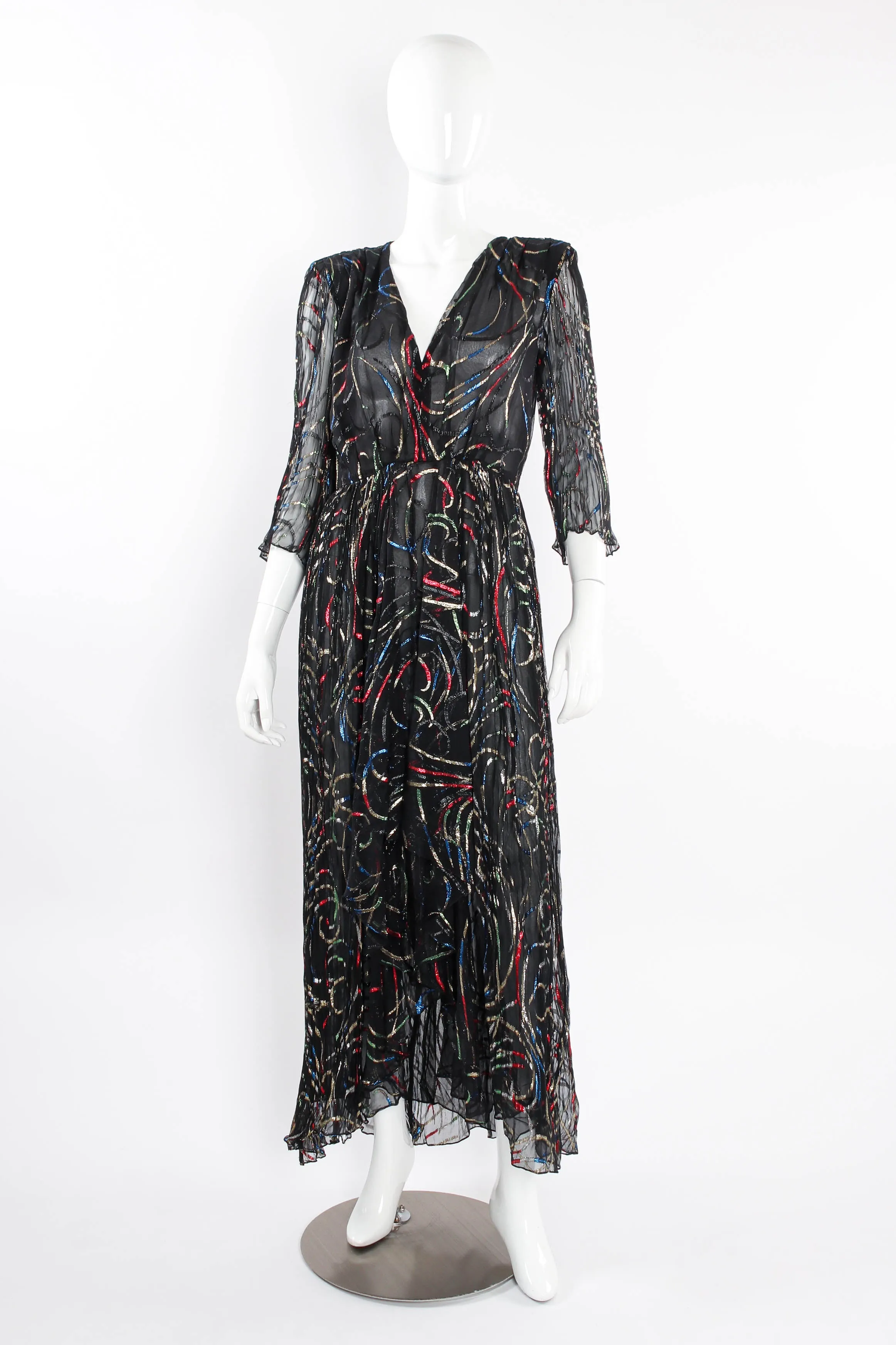 Chiffon Ribbon Lamé Swirl Dress