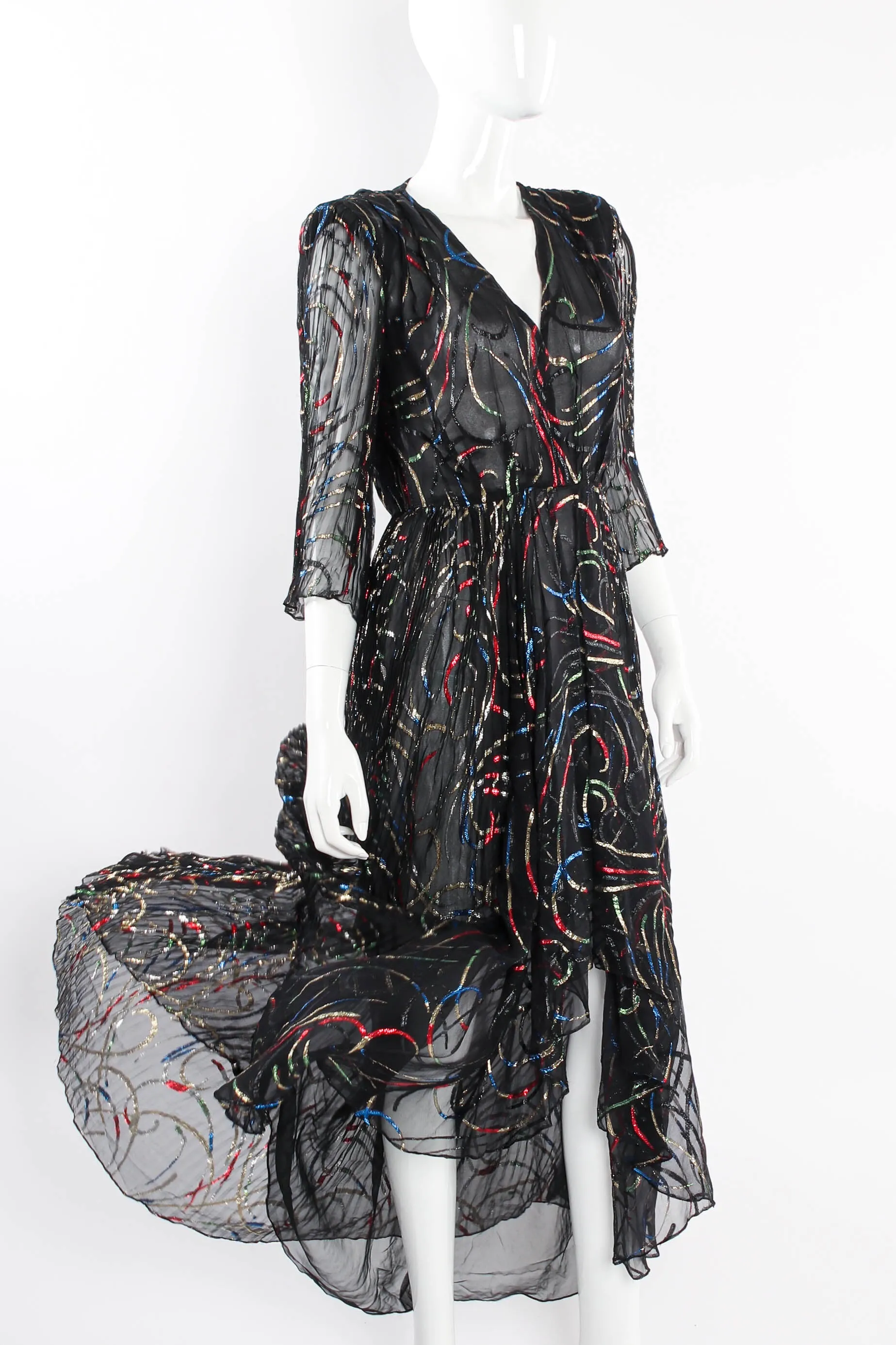 Chiffon Ribbon Lamé Swirl Dress