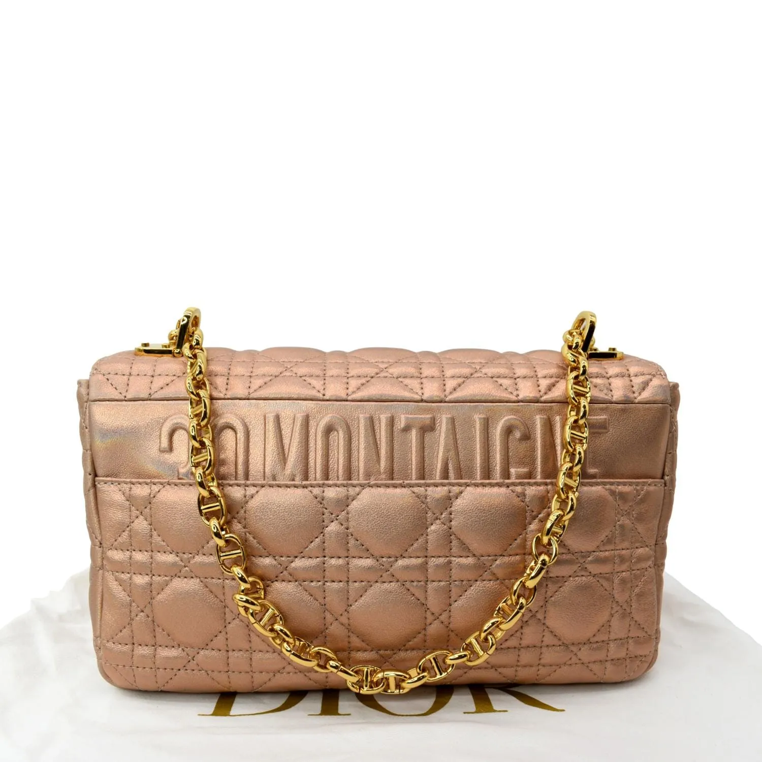 CHRISTIAN DIOR Medium Caro Iridescent Leather Shoulder Bag Metallic Pink