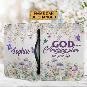 Christianartbag Bible Cover, GOD Has An Amazing Plan For Your Life Bible Cover, Personalized Bible Cover, Flower Bible Cover, Christian Gifts, CAB02271223.