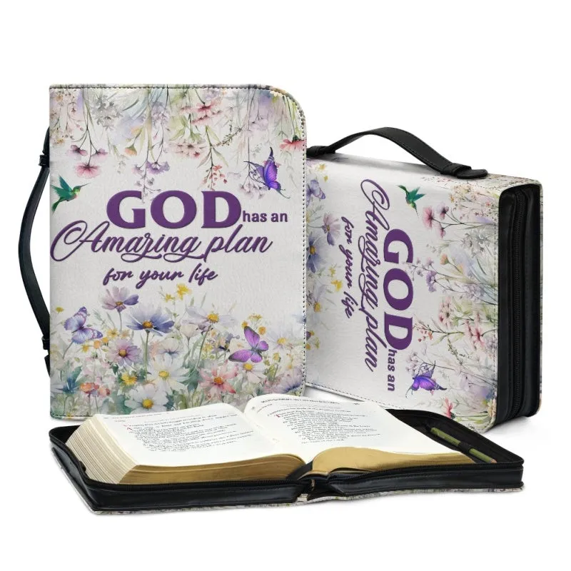 Christianartbag Bible Cover, GOD Has An Amazing Plan For Your Life Bible Cover, Personalized Bible Cover, Flower Bible Cover, Christian Gifts, CAB02271223.
