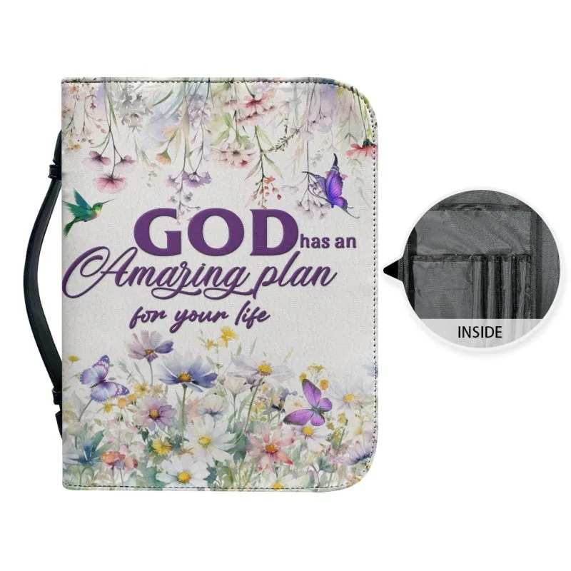 Christianartbag Bible Cover, GOD Has An Amazing Plan For Your Life Bible Cover, Personalized Bible Cover, Flower Bible Cover, Christian Gifts, CAB02271223.
