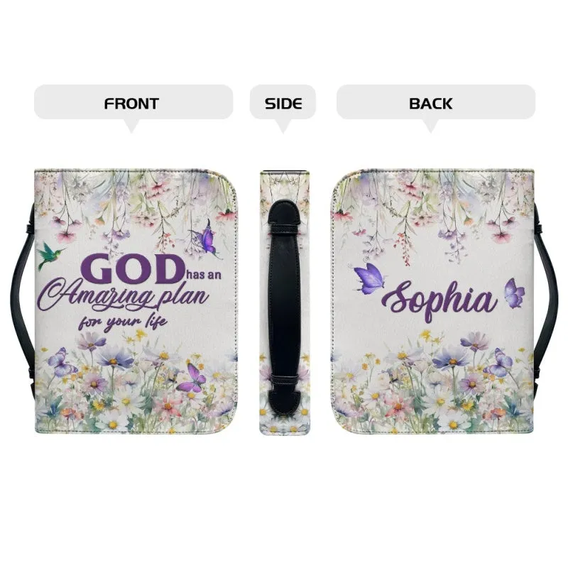 Christianartbag Bible Cover, GOD Has An Amazing Plan For Your Life Bible Cover, Personalized Bible Cover, Flower Bible Cover, Christian Gifts, CAB02271223.