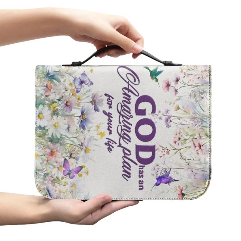 Christianartbag Bible Cover, GOD Has An Amazing Plan For Your Life Bible Cover, Personalized Bible Cover, Flower Bible Cover, Christian Gifts, CAB02271223.