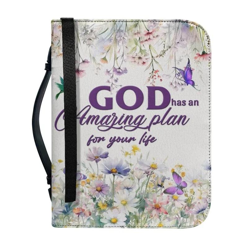 Christianartbag Bible Cover, GOD Has An Amazing Plan For Your Life Bible Cover, Personalized Bible Cover, Flower Bible Cover, Christian Gifts, CAB02271223.