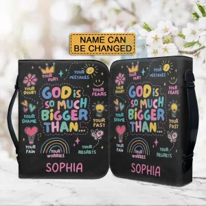Christianartbag Bible Cover, GOD Is So Much Bigger Than Bible Cover, Personalized Bible Cover, Bible Cover For Children, Christian Gifts, CAB01060124.