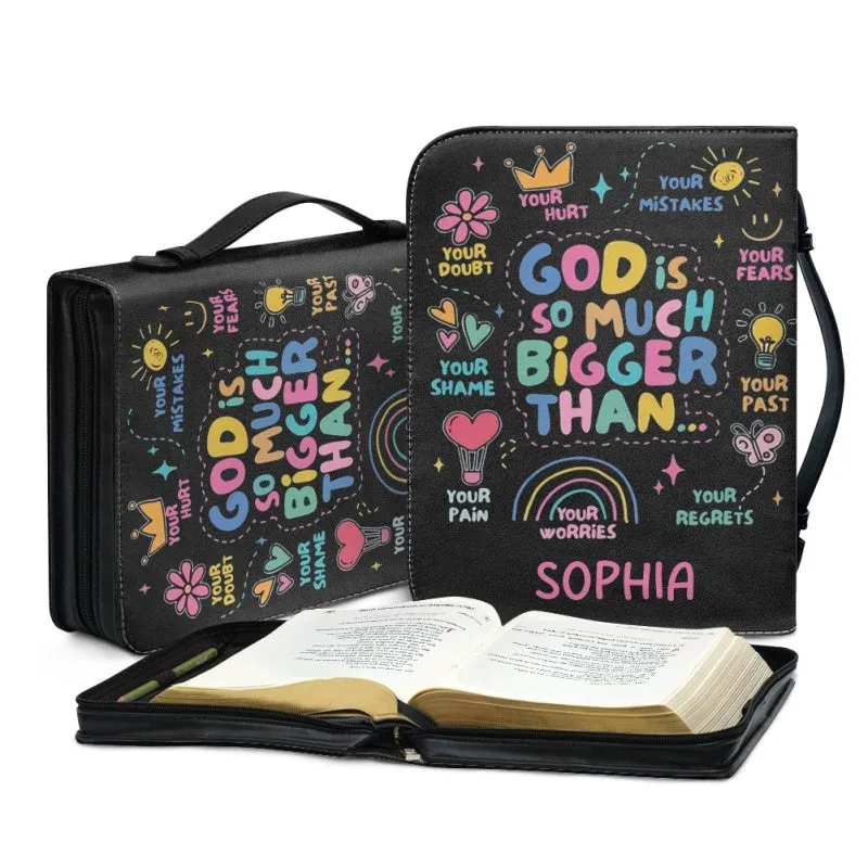 Christianartbag Bible Cover, GOD Is So Much Bigger Than Bible Cover, Personalized Bible Cover, Bible Cover For Children, Christian Gifts, CAB01060124.