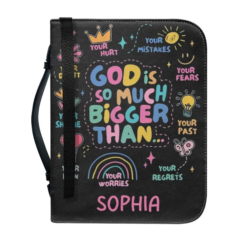 Christianartbag Bible Cover, GOD Is So Much Bigger Than Bible Cover, Personalized Bible Cover, Bible Cover For Children, Christian Gifts, CAB01060124.