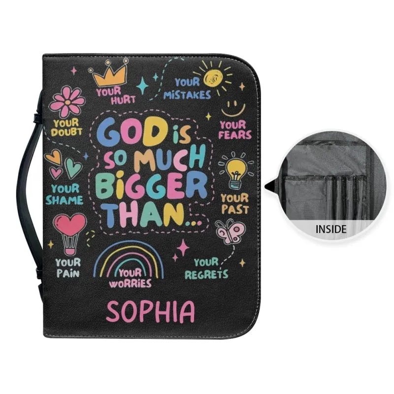Christianartbag Bible Cover, GOD Is So Much Bigger Than Bible Cover, Personalized Bible Cover, Bible Cover For Children, Christian Gifts, CAB01060124.