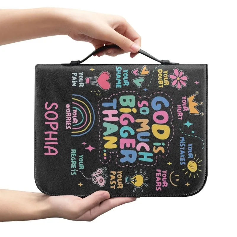Christianartbag Bible Cover, GOD Is So Much Bigger Than Bible Cover, Personalized Bible Cover, Bible Cover For Children, Christian Gifts, CAB01060124.